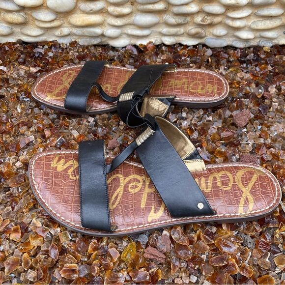 Sam Edelman Kane Black Slip On Leather Sandals w/Silver Detailing. Size 10. VUC! - Picture 4 of 7
